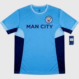 Manchester City FC Official Soccer Jersey Shirt Mens Large Blue Colorblock NEW